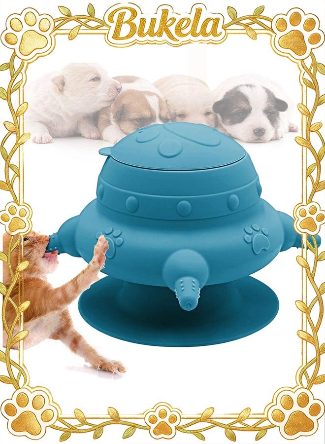 Bukela Puppy Feeder for Multiple Puppies, 240ml Silicone Puppy Milk Feeder Bowl with 4 Teats for Nursing Puppies, Nipple Puppy Bottles, Puppy Feeding Station for  Kittens, Puppies and Rabbits (Blue) - Image 1